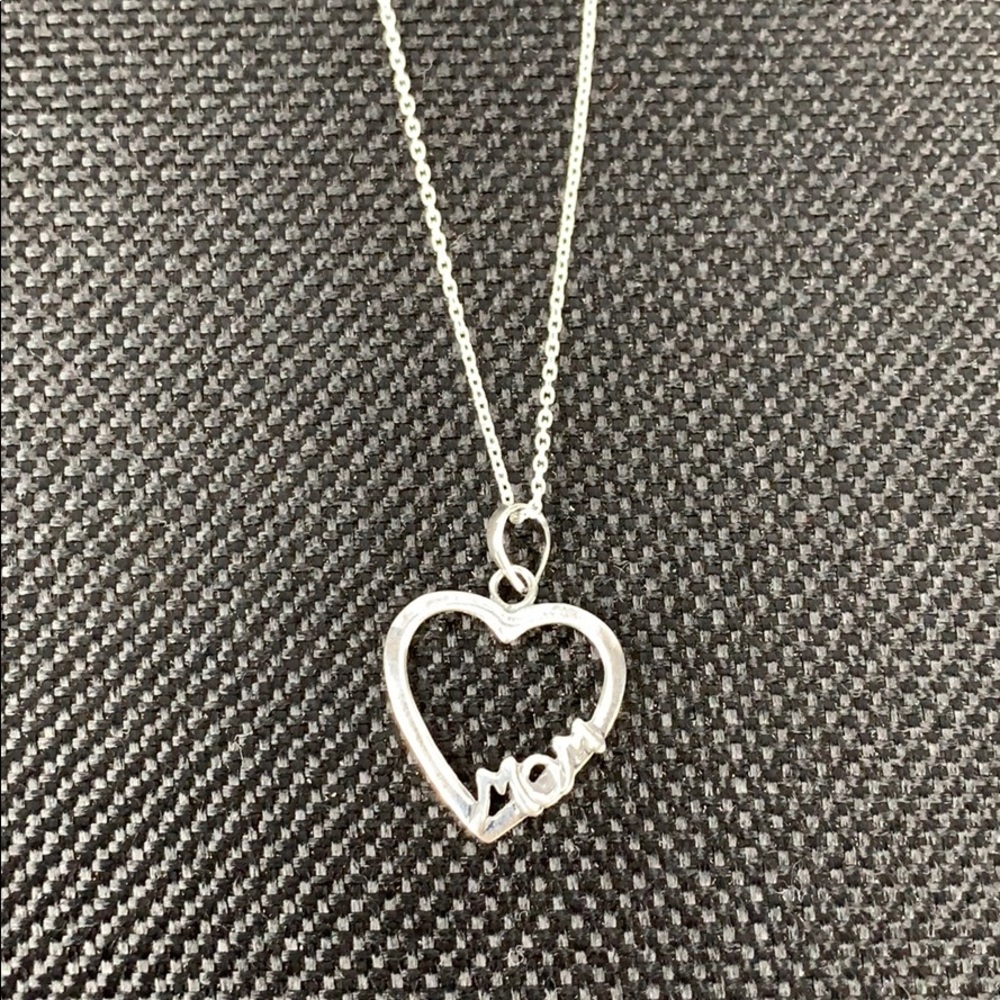 Sterling Silver Mom Heart Necklace